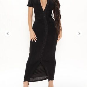 Elegant Black Button-Down Dress